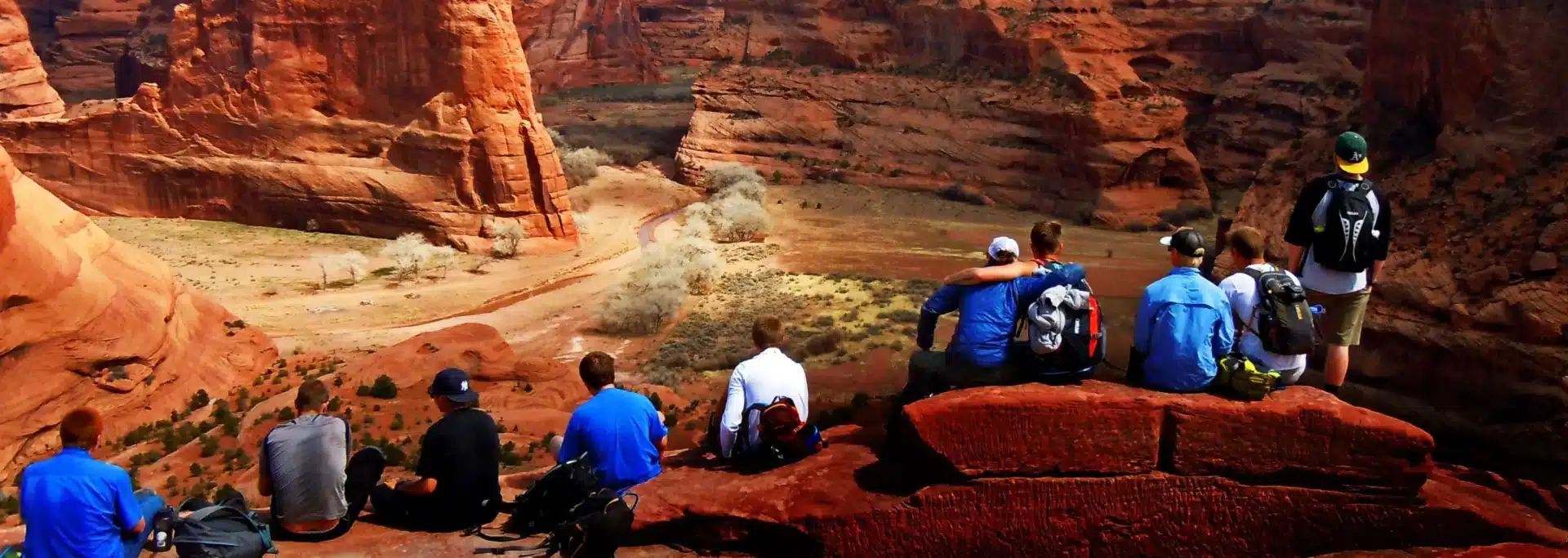 men team on rock
